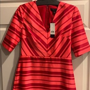 Red and pink three quarter A-line dress